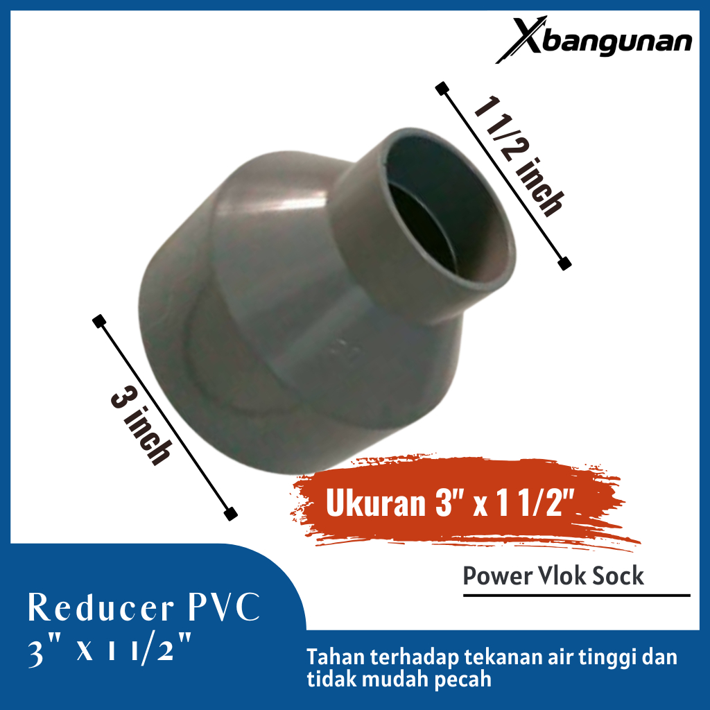 Reducer pvc 3" Inch x 1 1/2" Inch