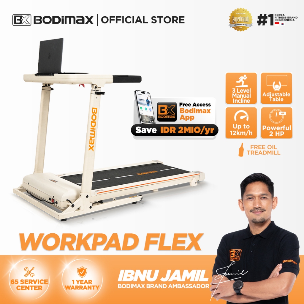 BODIMAX WORKPAD FLEX - Treadmill Kantor 3-in-1 / Meja Adjustable 40cm / Speed 12KM/Jam