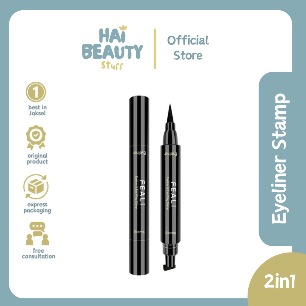 FEALI Eyeliner Eye Stamp 2in1 Black - Waterproof Cat Eye Mudah & Tahan Lama - Eyeliner Instant Cetak