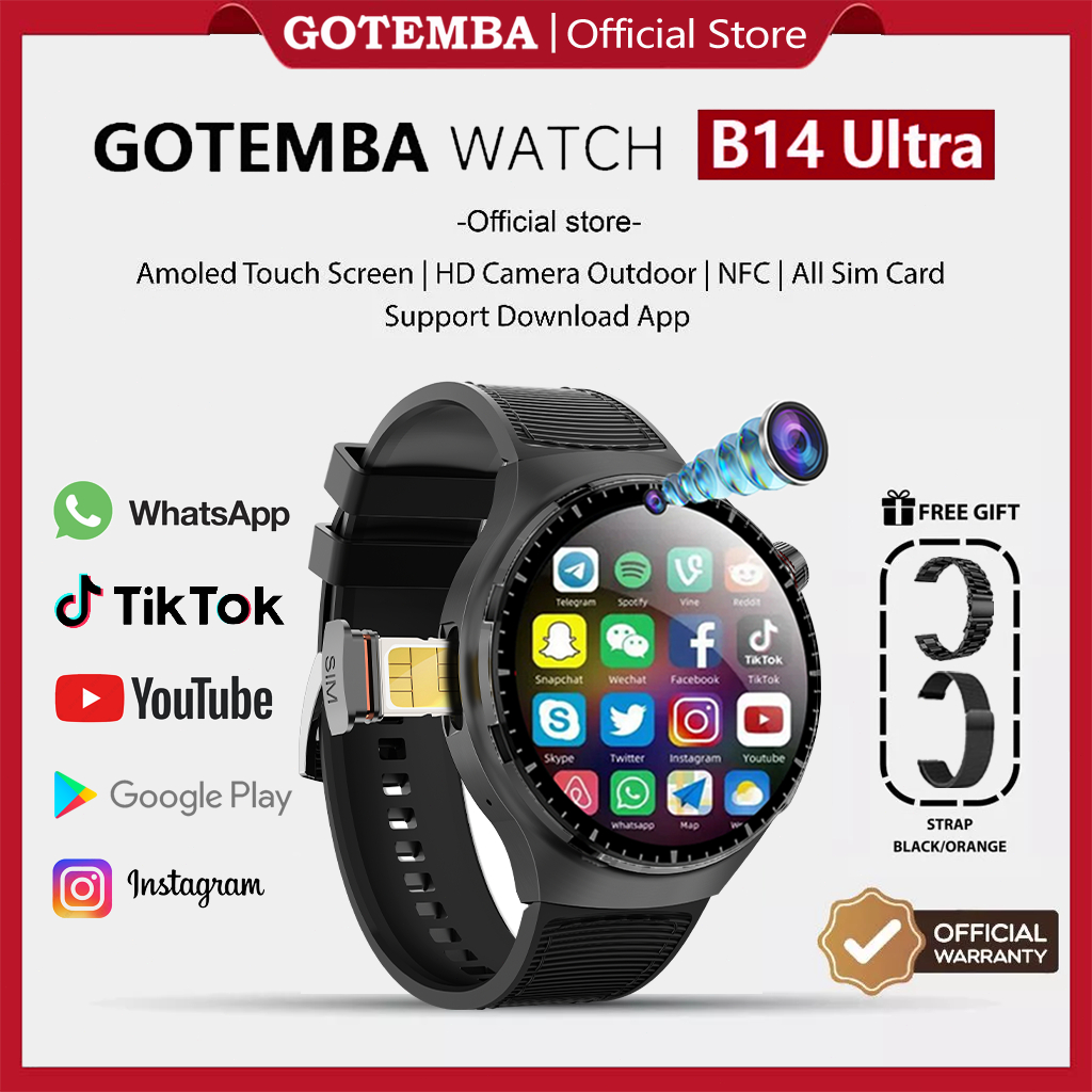 Gotemba Jam Tangan Pintar B14 Bisa Pasang 4G/5G SIM Card untuk Akses Internet Mudah, Dilengkapi Kame