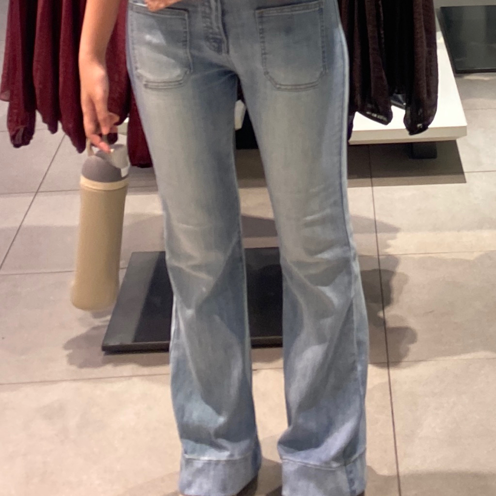 PRELOVED LADOUCE GREYISH BLUE - Kelly High Waist Cutbray Jeans Celana Stretch Flare Panjang Wanita