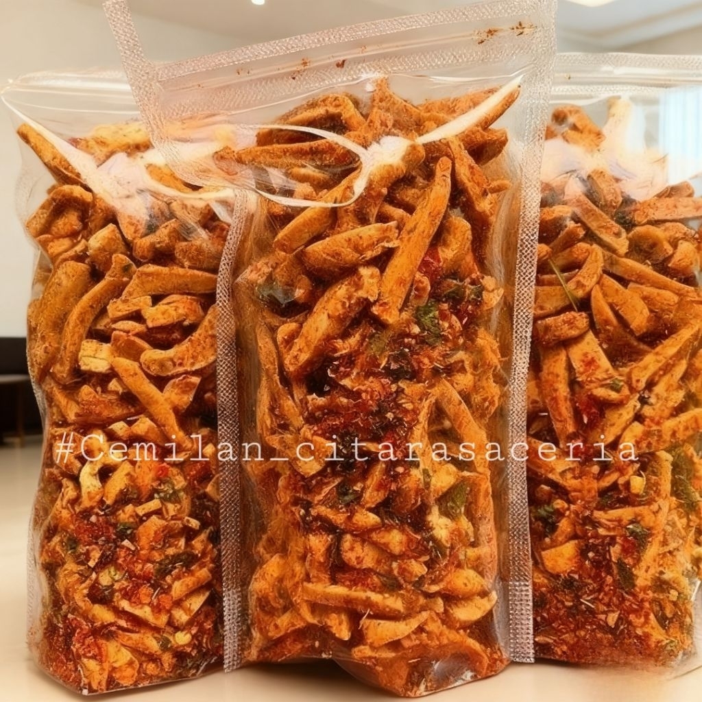 CEMILAN BASRENG PEDAS DAUN JERUK KEMASAN POUCH 100gram