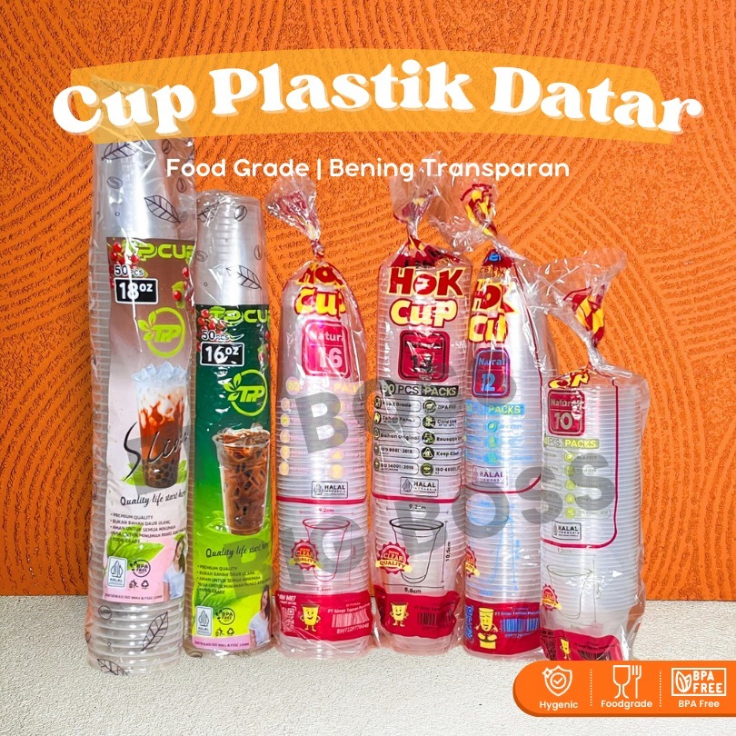 Gelas Cup Plastik Technoplastika HOK 10oz 12oz 14oz 16oz / Gelas Plastik / Cup TPP Plastik / Cup Pla