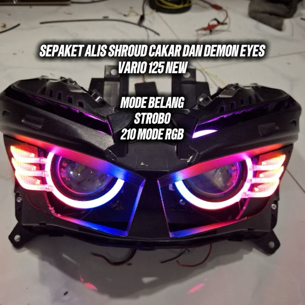 SEPAKET ALIS SHROUD CAKAR DAN DEVIL BILED VARIO125 NEW MODE BELANG 210 MODE RGB VARIO LED NEW VARIO 