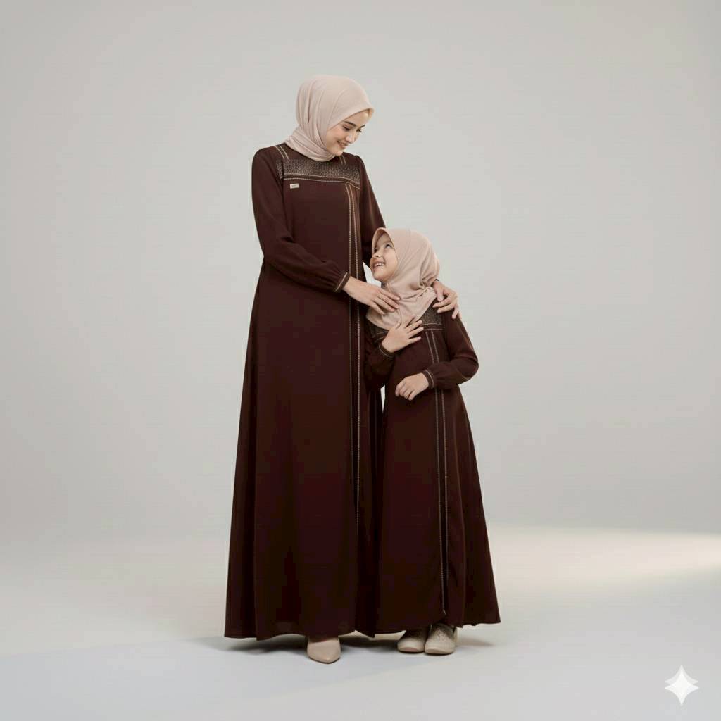AZKA ELIZA - Gamis Wanita Modern Detail Garis Vertikal Dress Muslimah Casual Mewah Busui Friendly