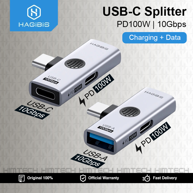 Converter HAGIBIS Splitter OTG Type-C With PD Fast Charging Charge Type-C USB 3.2 Female To Type-C M