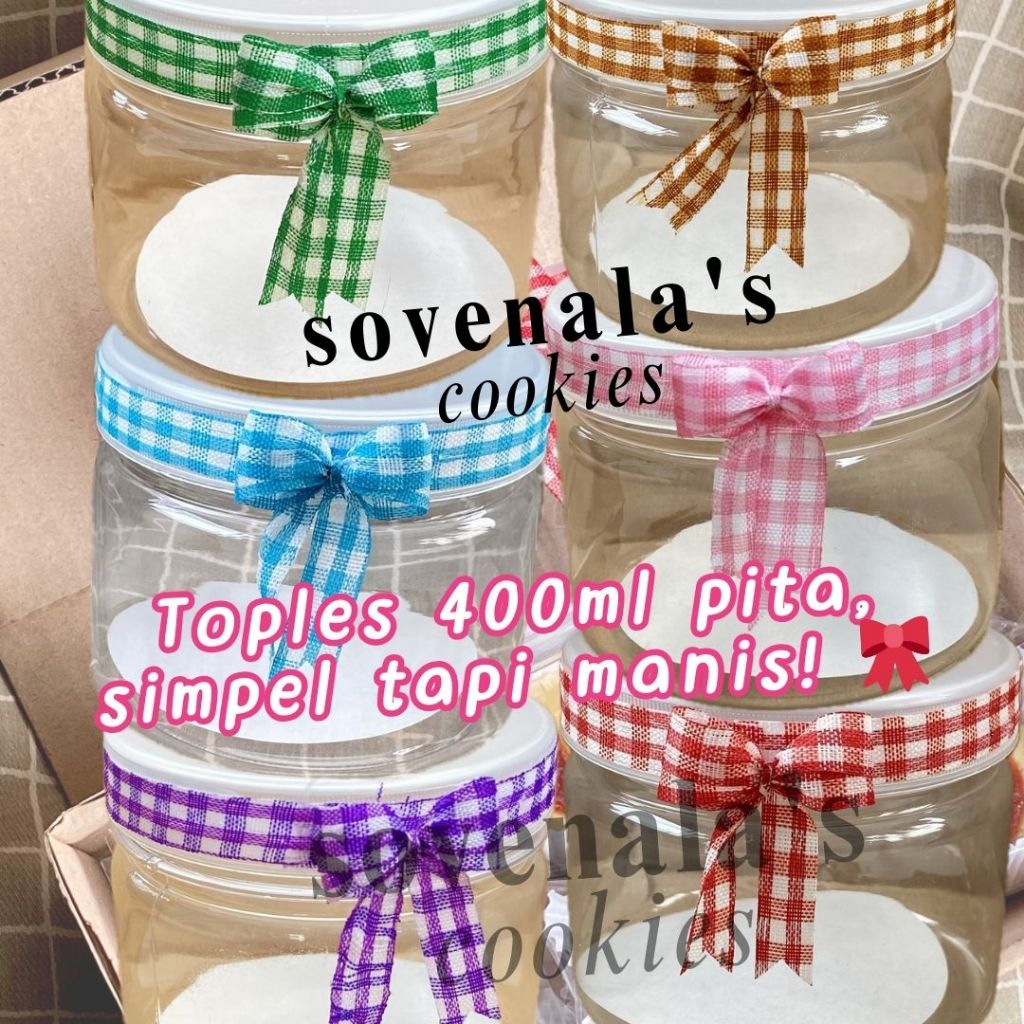Toples Plastik 400 ml / Jar Silinder Pita Kotak / Kemasan Cookies Hampers Kue Kering