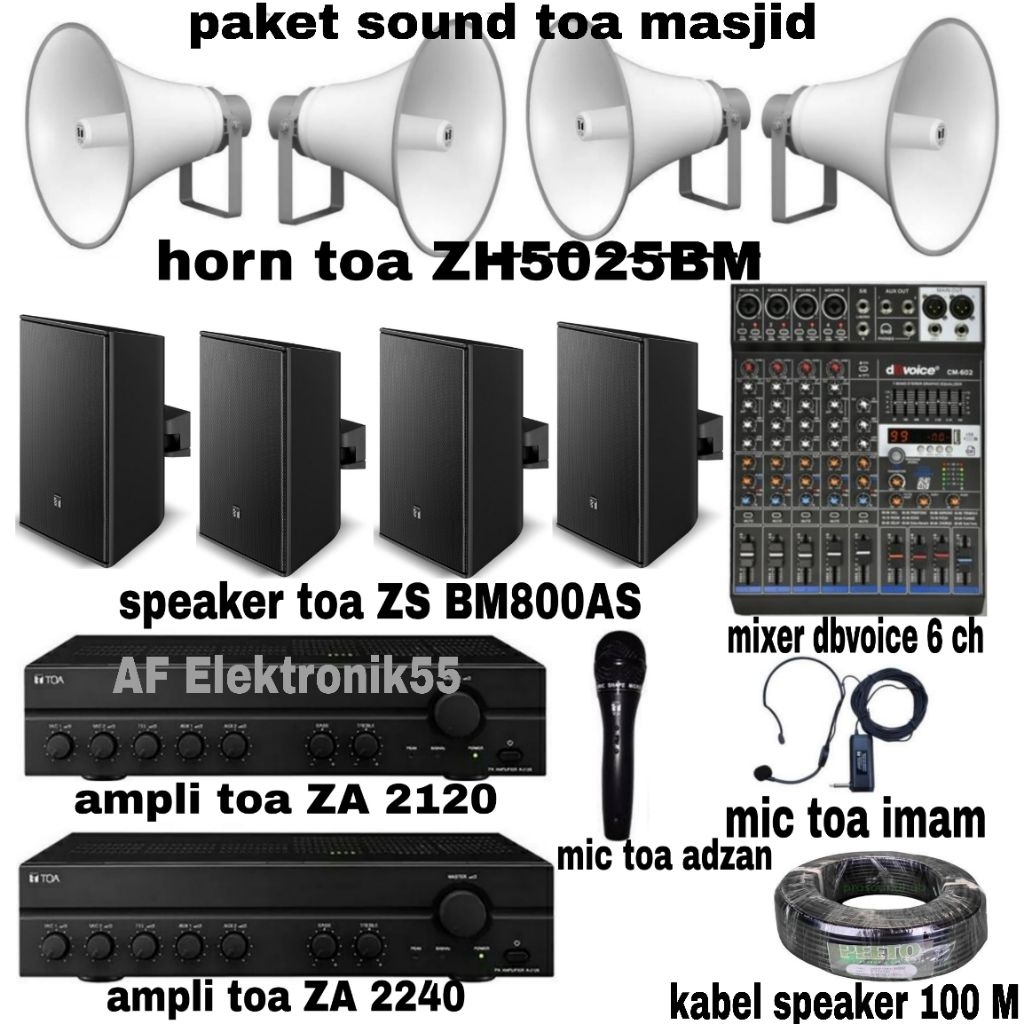 Paket Sound Toa Masjid 4 Unit Speaker Dalam Dan 4 Unit Speaker Luar Original
