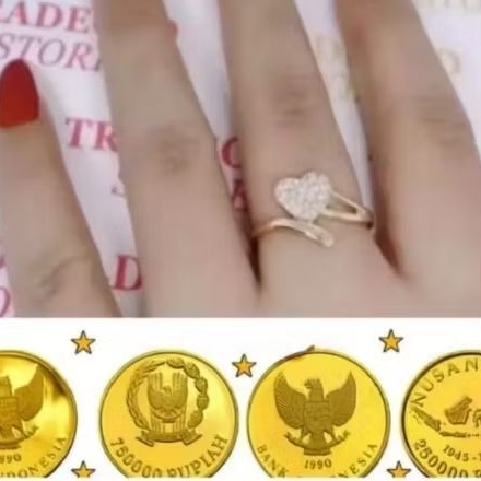 Cincin wanita dewasa love koin logam kekinian anti karat terlaris