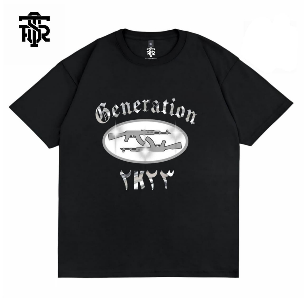 Tshirt Baju Kaos Distro Pria Wanita Streetwear Cotton Combed 24s Arabic Black Tees Firasat Merch