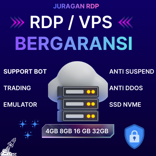 RDP / VPS BULANAN RAM 32GB 16GB 8GB 4GB FULL GARANSI