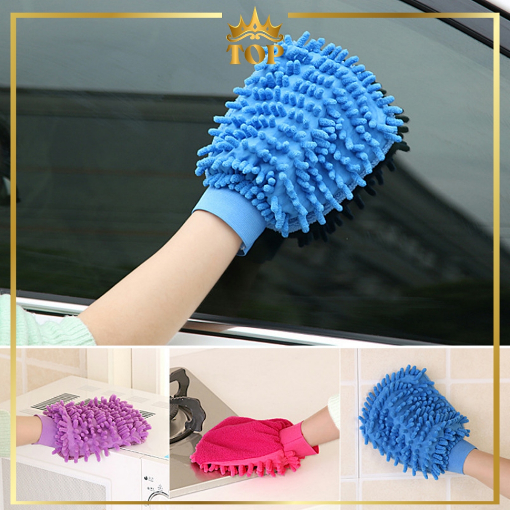 Sarung Tangan Cendol Kain Lap Microfiber 2 Sisi Cuci Mobil Motor / Kain Lap Cendol Serbaguna TOP1222