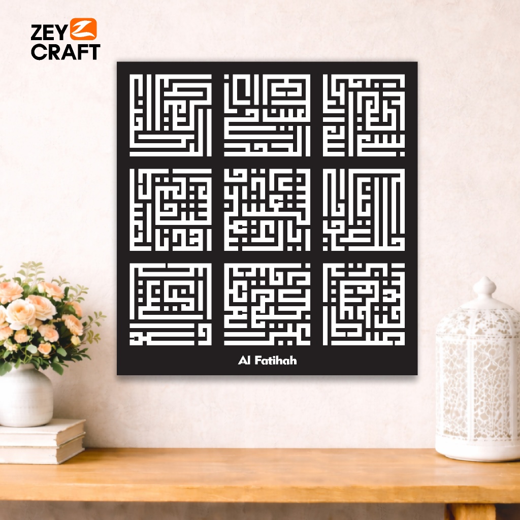 Zeycraft – Hiasan Dinding Kaligrafi Surah Al-Fatihah Kufi Geometris