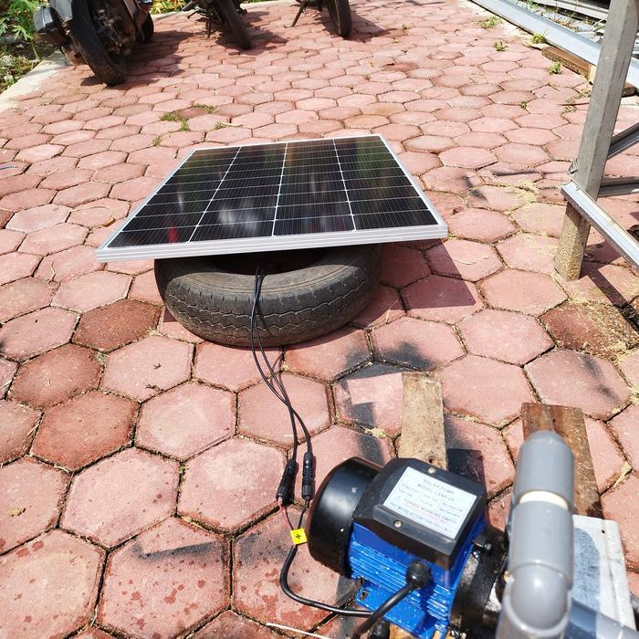 Paket Asya Power Pompa DC Tenaga Surya 180W Sumur Dangkal Max Head 12M With Solar Panel 200Wp Kabel 