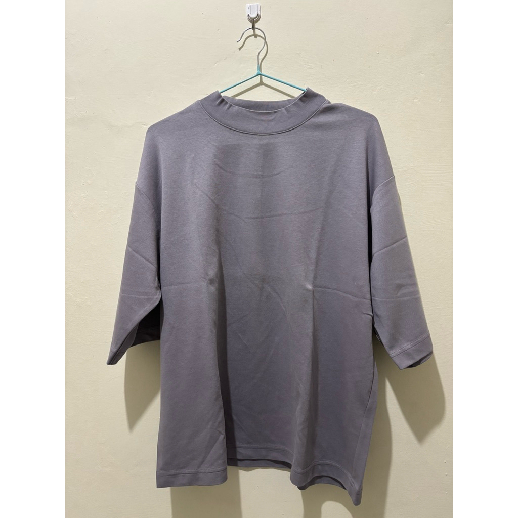 UNIQLO AIRism Mock Neck Purple Oversized