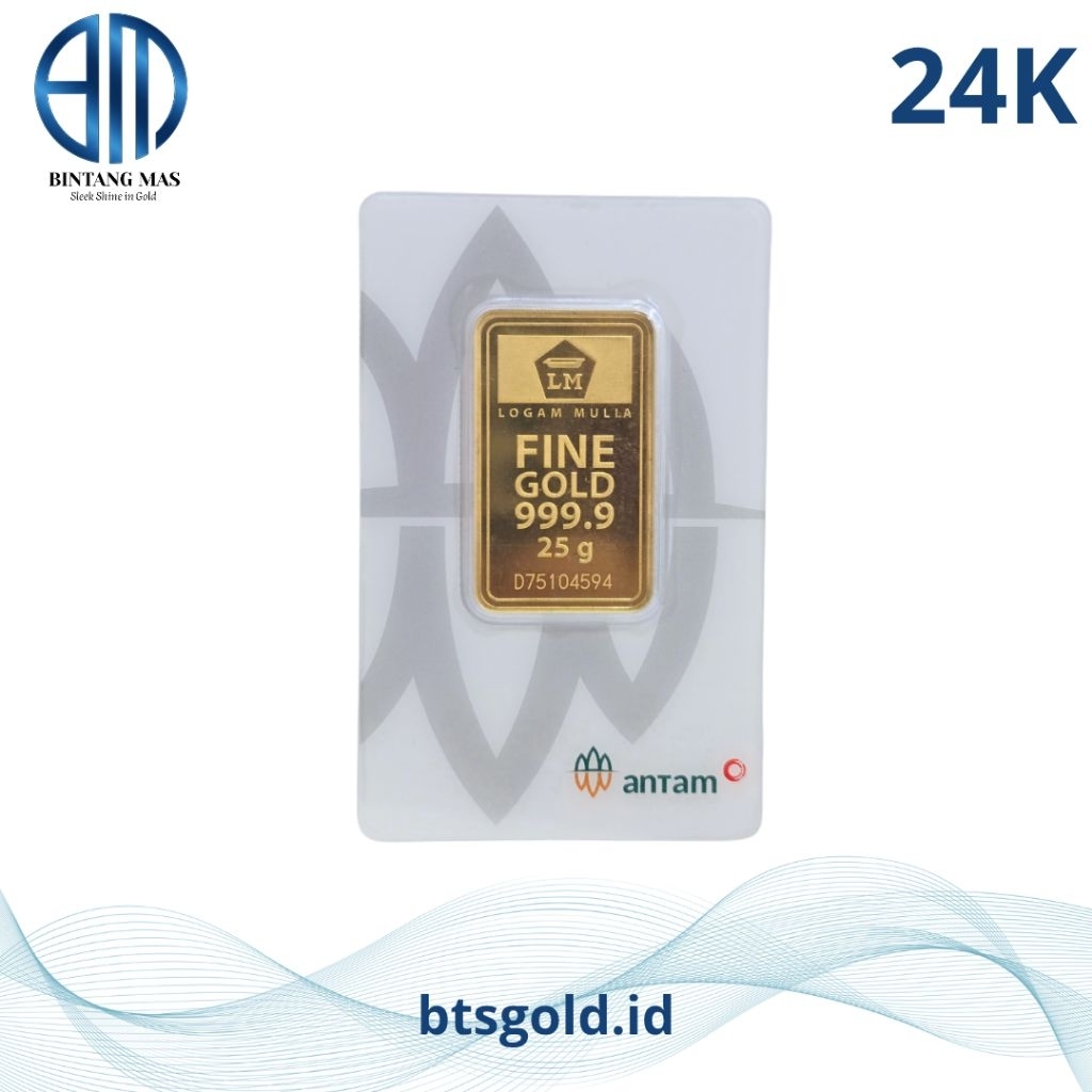 LOGAM MULIA ANTAM 25 GRAM EMAS BATANGAN
