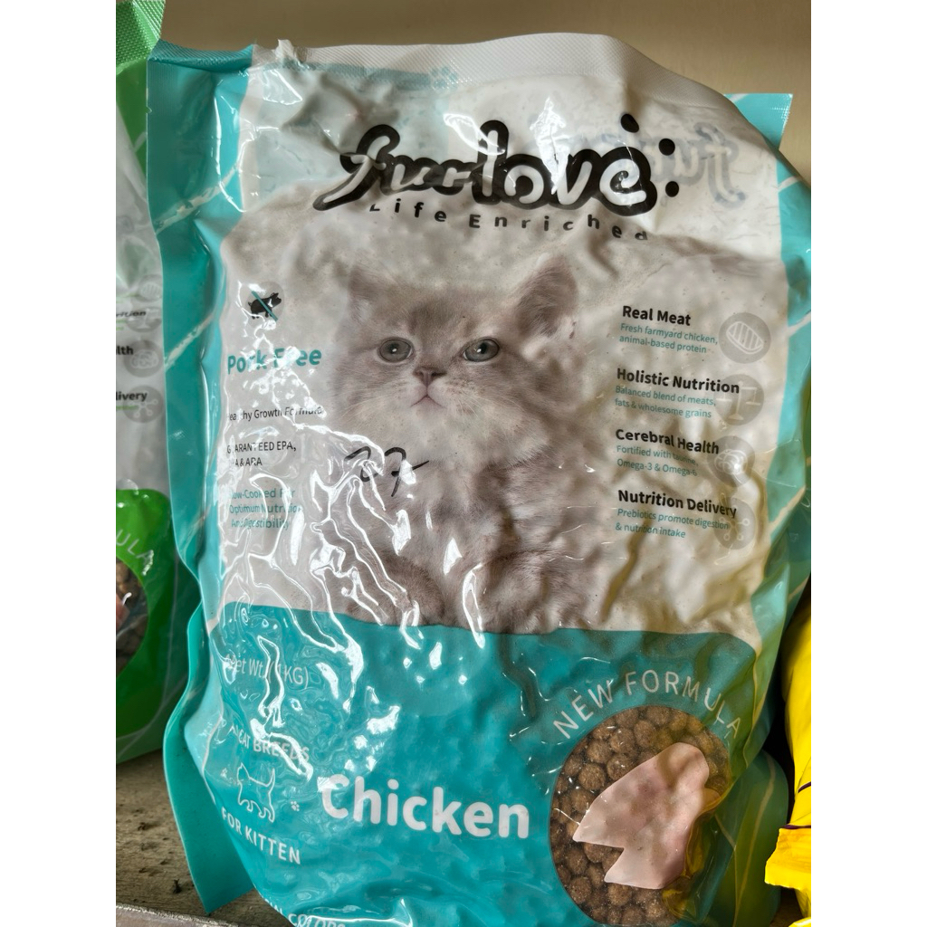 Makanan Kucing Dewasa & Anak Kucing FURLOVE 1kg - Rasa Salmon & Ayam