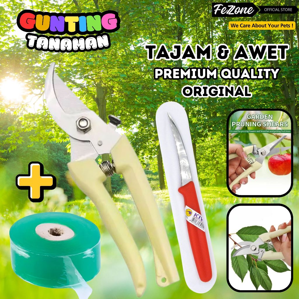 Gunting Prunning Secateurs Scissor Stainless Gunting Bunga Bonsai Ranting Tajam Tahan Karat + Grafti