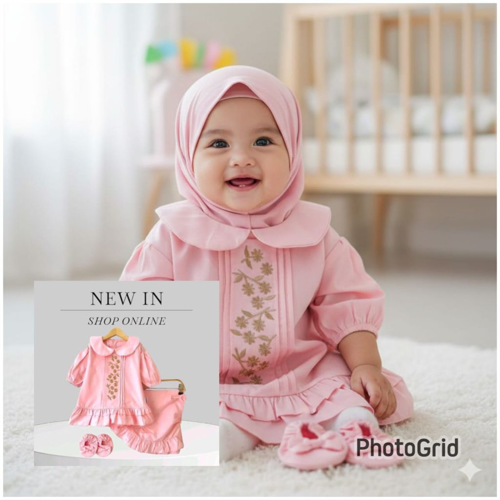 Gamis bayi perempuan, gamis anak perempuan, set gamis bayi,dress muslim anak perempuan, gamis bayi n