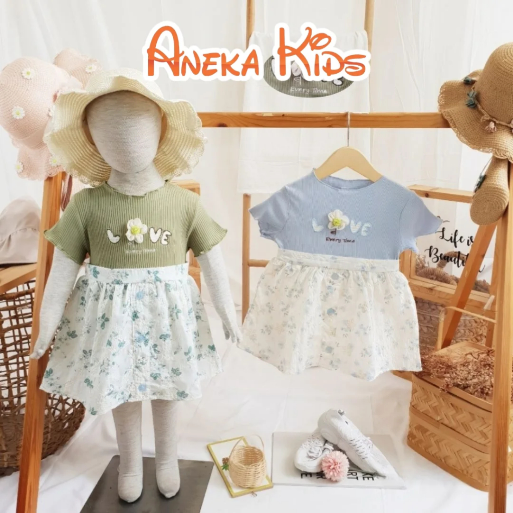 Gi-dae Setelan Rok Anak Perempuan / Set Dress Anak Cewe / Set Rok Gamis