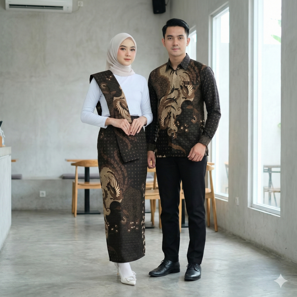 Batik Couple Termurah - Rok Batik Couple Bawahan Kebaya Modern Kemeja Slimfit Baju Batik Furing Baju