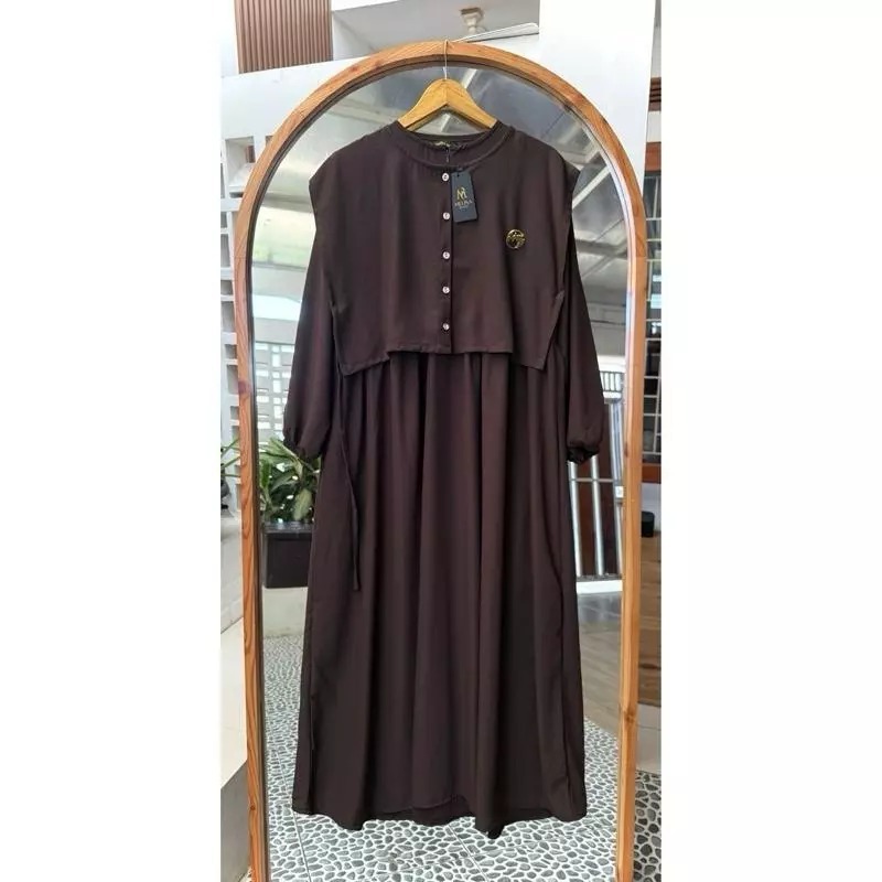 SARAH GAMIS POLOS VEST ROMPI BAHAN MARINA SILK / NEW SERIES MAHOGANY - UKURAN JUMBO