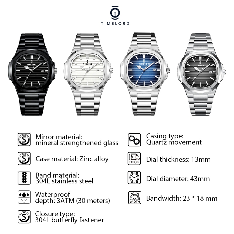 GARANSI Jam Tangan Pria TerbaruTimelord 2066 Original Anti Air Cowok Keren Keemasan -Timelord