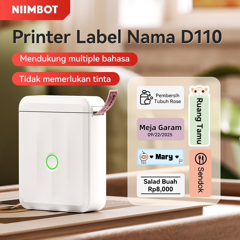 NIIMBOT D11H/D110 Printer Label HD Portabel - Cetak Stiker Nama & Stiker Saklar Transparan untuk Org