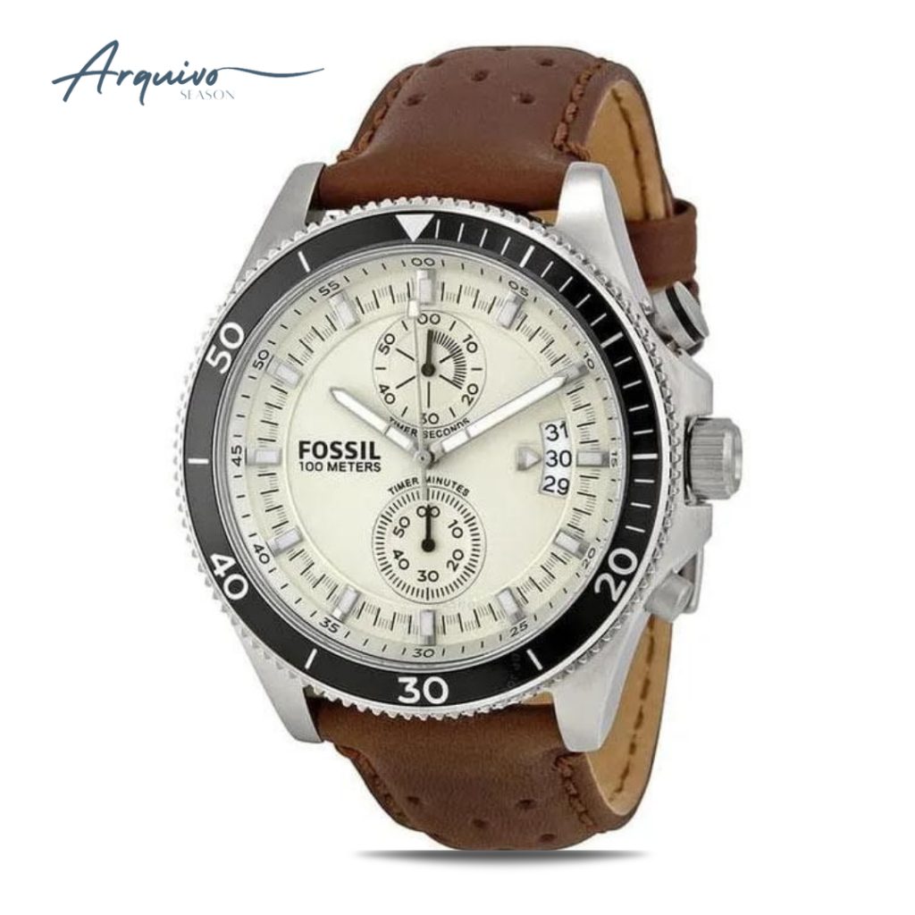 Jam Tangan Pria Fossil Wakefield Chronograph Kulit Brown Sporty Casual Original CH2943