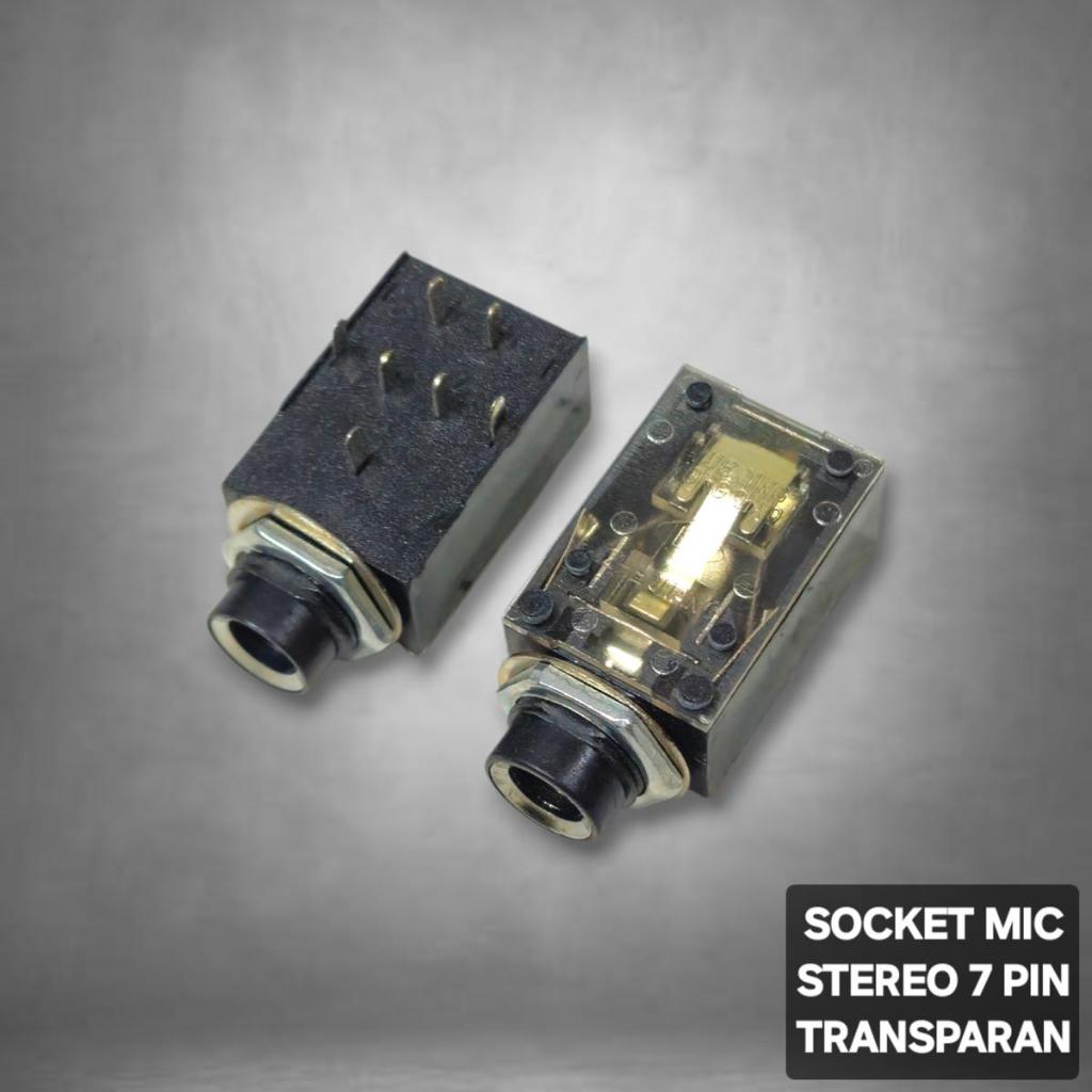 Socket Mic Stereo 7 Pin Transparan / Soket Akai Stereo Segi 7P
