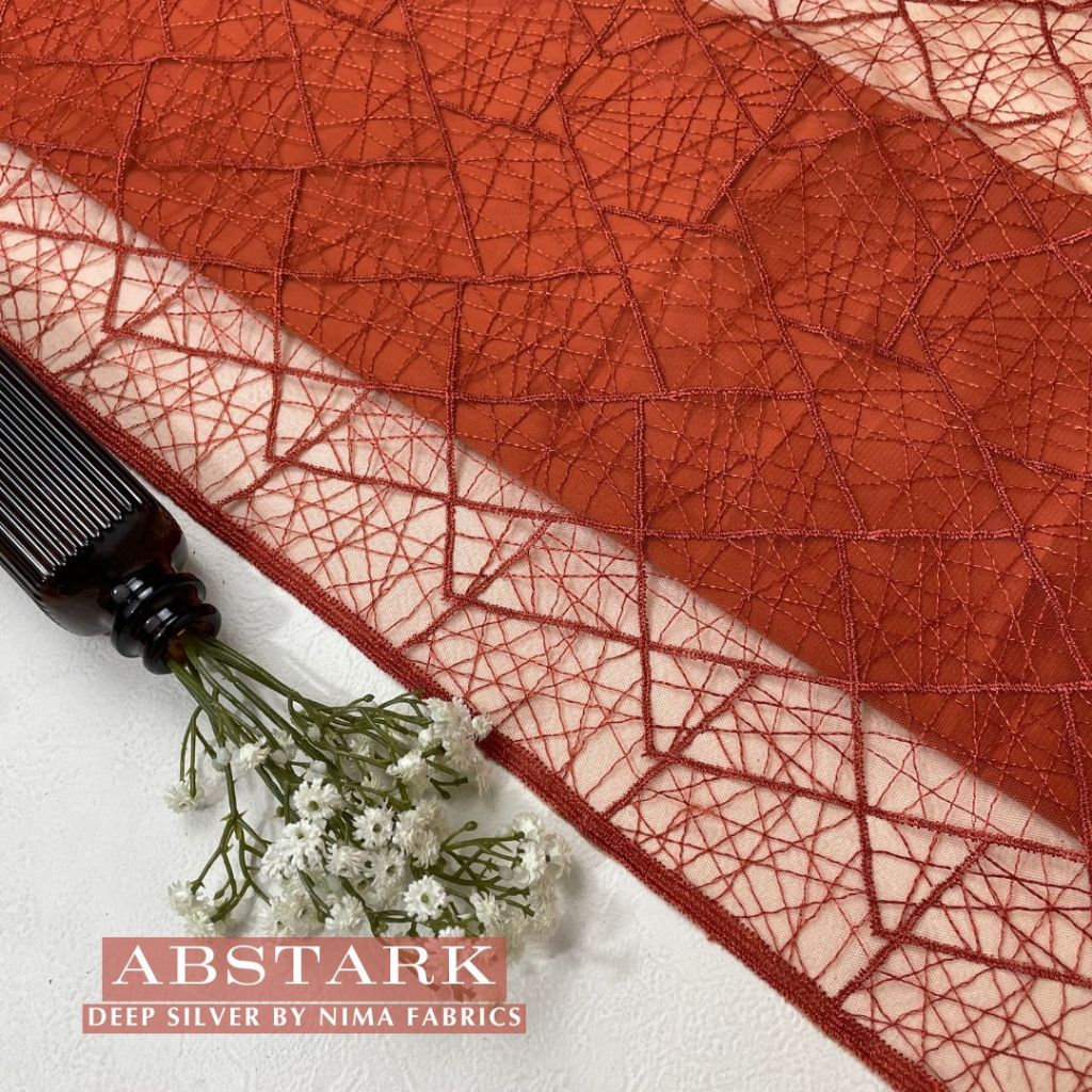1/2 meter Kain Brokat Tile Prancis Bahan Kebaya Terracotta