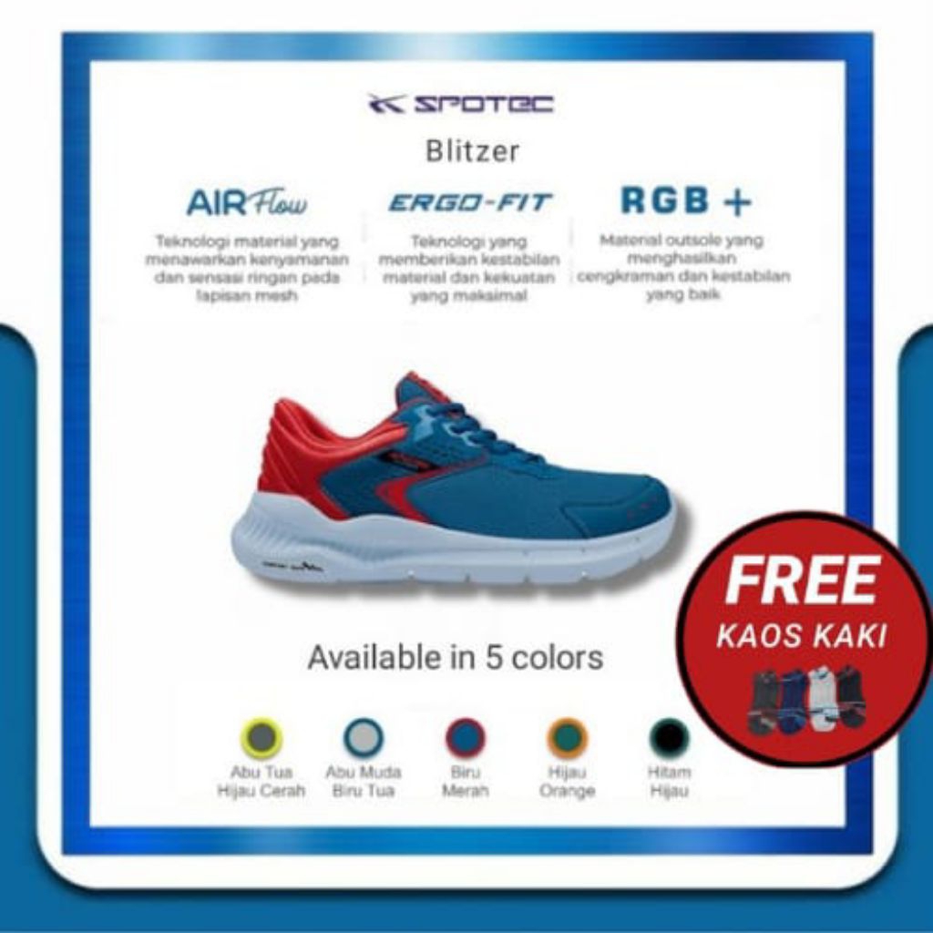 SPOTEC Running Blitzer Biru - Merah