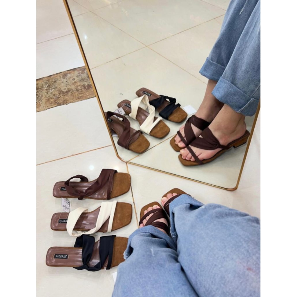 VV3-2 - SENDAL TUMIT TAHU TALI WANITA CASUAL SIMPLE | sendal tumit tahu 1cm wanita simple elegant ba