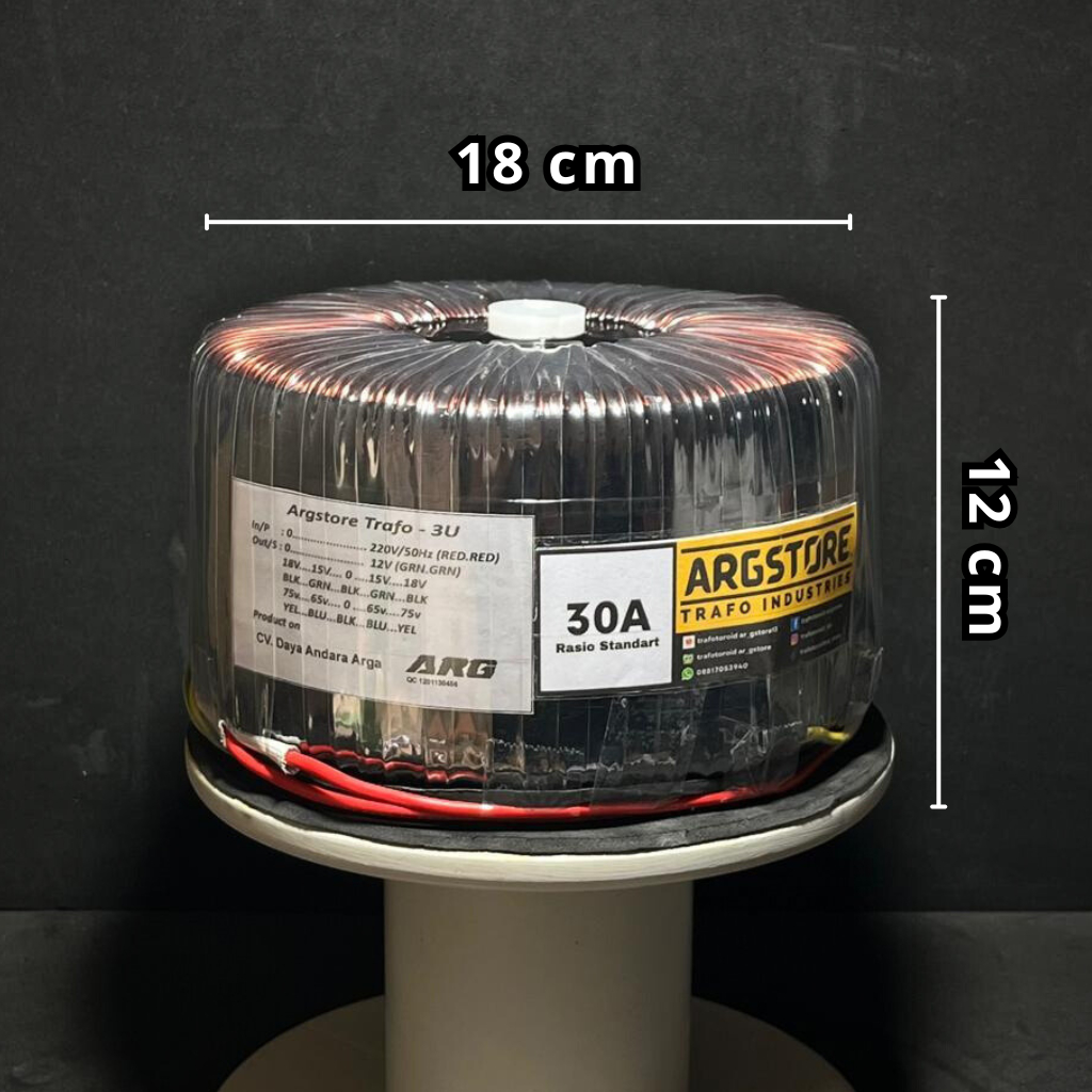 Trafo toroid donat 30A 75V - 65V CT (murni) ARG