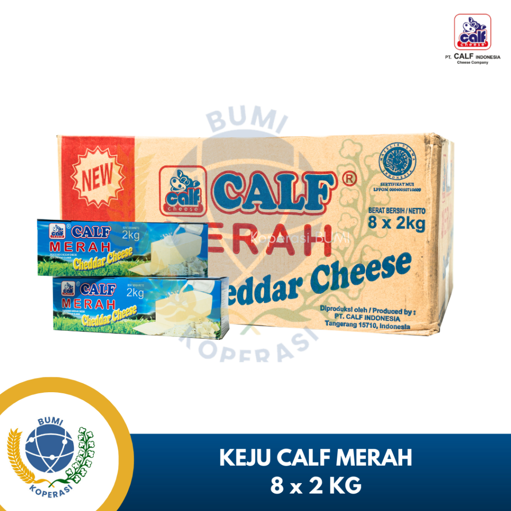 keju calf merah cheddar 2kg/pcs isi 8