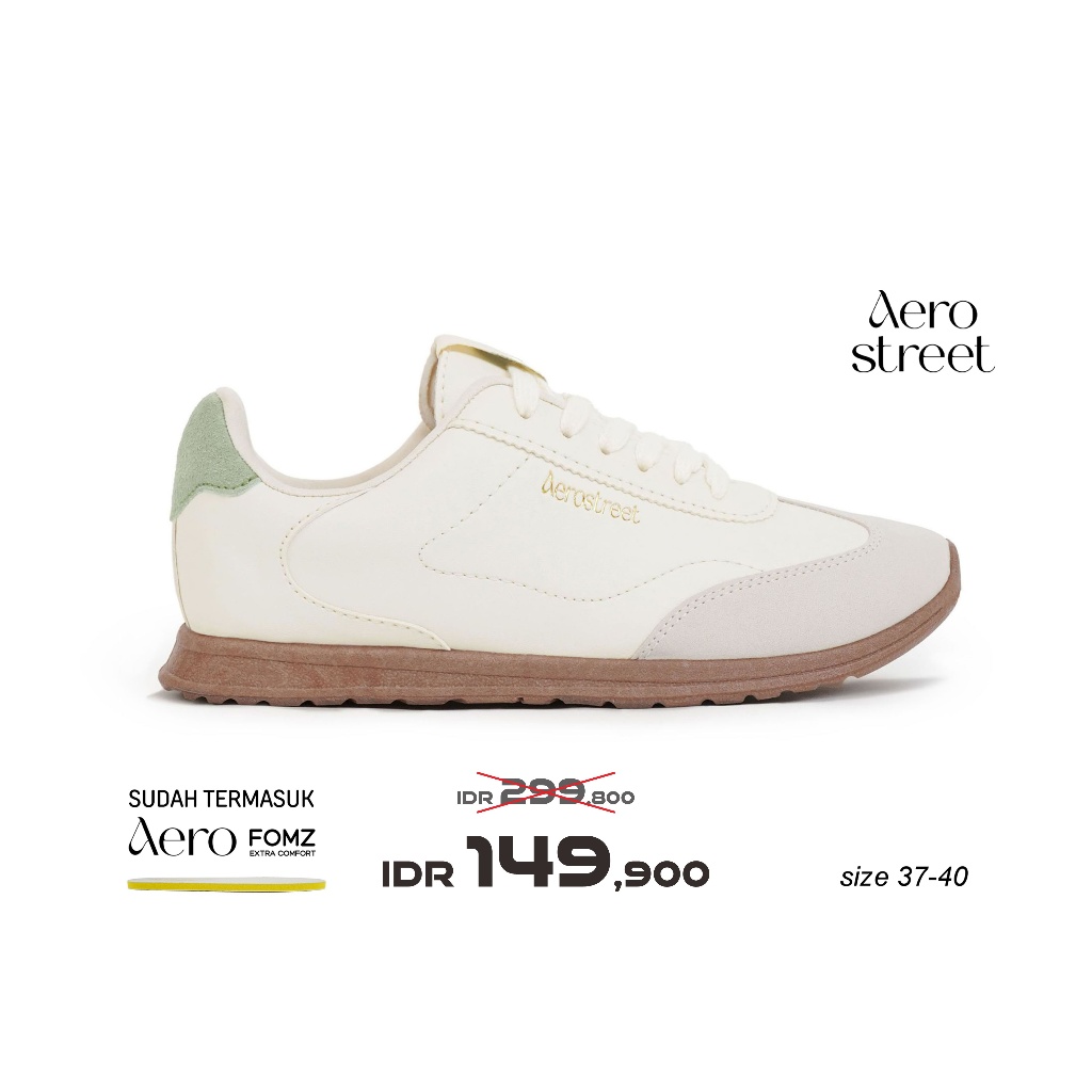 Aerostreet Verona Sneakers Wanita Coklat Muda/Natural/Biru Sepatu Cewek Women Casual Sporty Ringan E