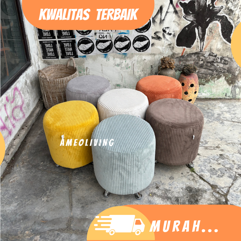Stool Bulat Fortuna - Stool Kaki Stainless - Stool Premium - Stool Murah - Sofa Premium - Sofa Murah