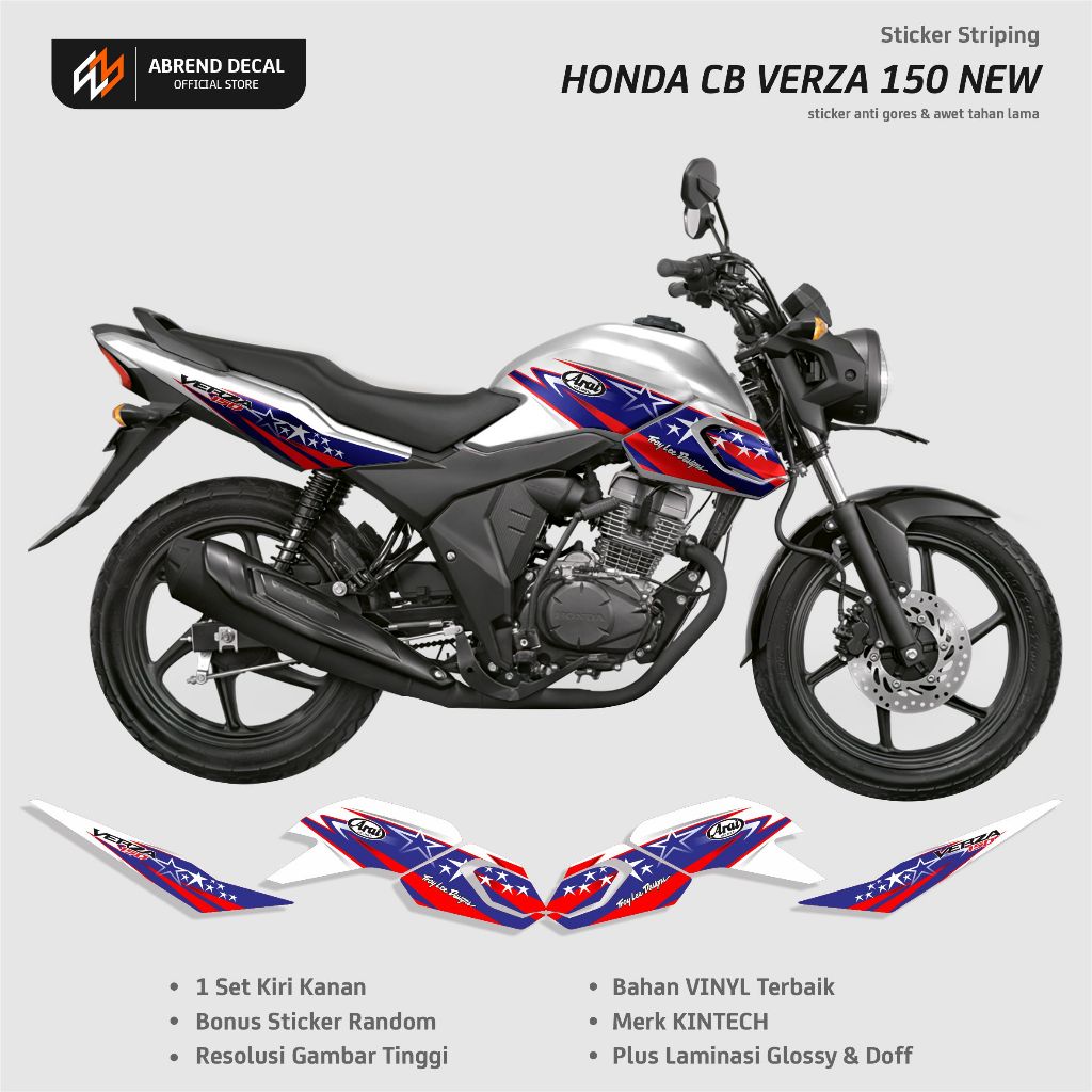 STRIPING VERZA 150R NEW LIVERY ARAI STARLINE / STIKER VINYL ANTI GORES VERZA 2022 / STOCK DECAL