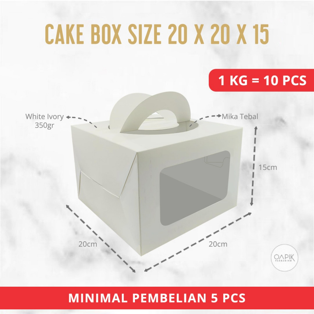 Cake Box Handle 20x20x15 , Dus Kue Besar, Box Kue Tebal, Dus Kue 20x20