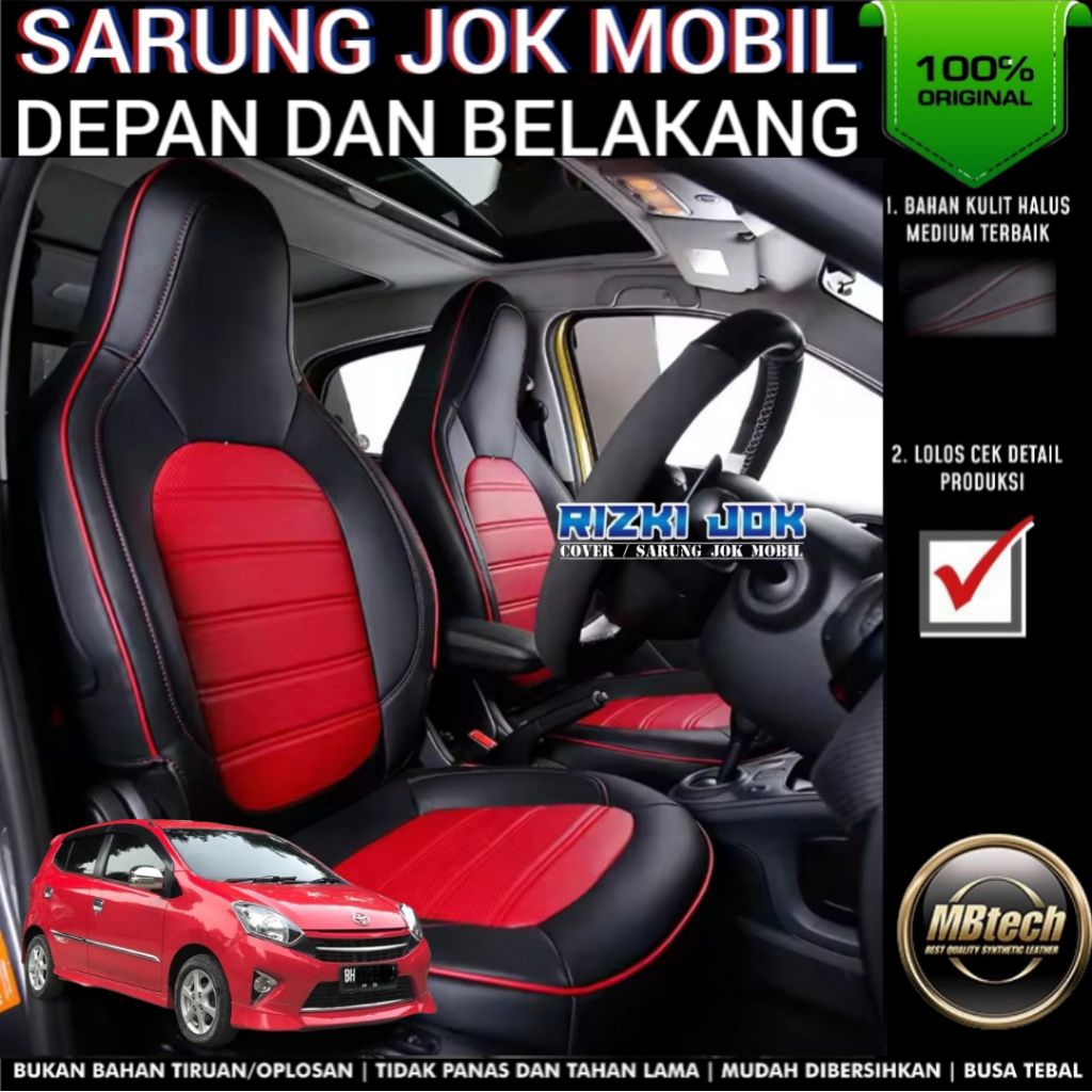 Original mbtech sarung jok mobil Ayla Agya 2013 - 2017 full 2 baris