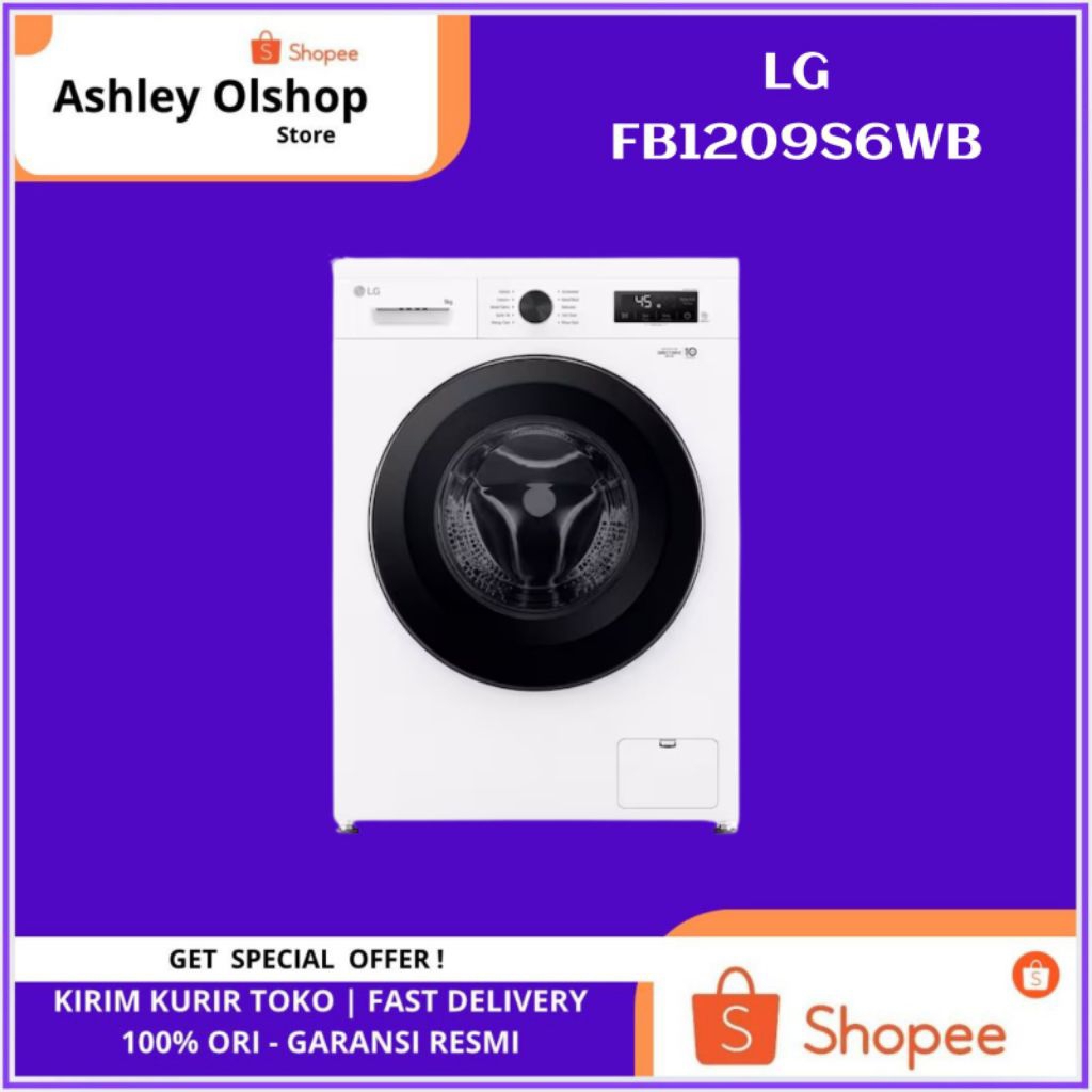 LG Mesin Cuci FB1209S6WN Front Loading 9 KG Mesin Cuci Inverter LG FB1209 9Kg
