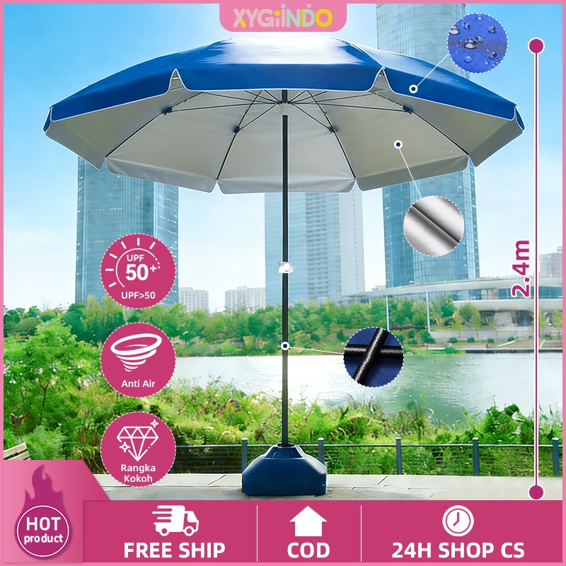 Mehaa Payung Taman Outdoor Besar UPF 50+ Anti Air 2.4m Payung Pantai Payung Teras Meja