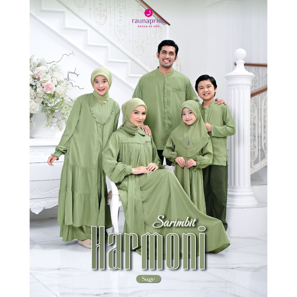 Rauna Sarimbit Harmoni (Sage) | Sarimbit Lebaran 2026 | Sarimbit Keluarga 2026 Outfit Lebaran Baju L