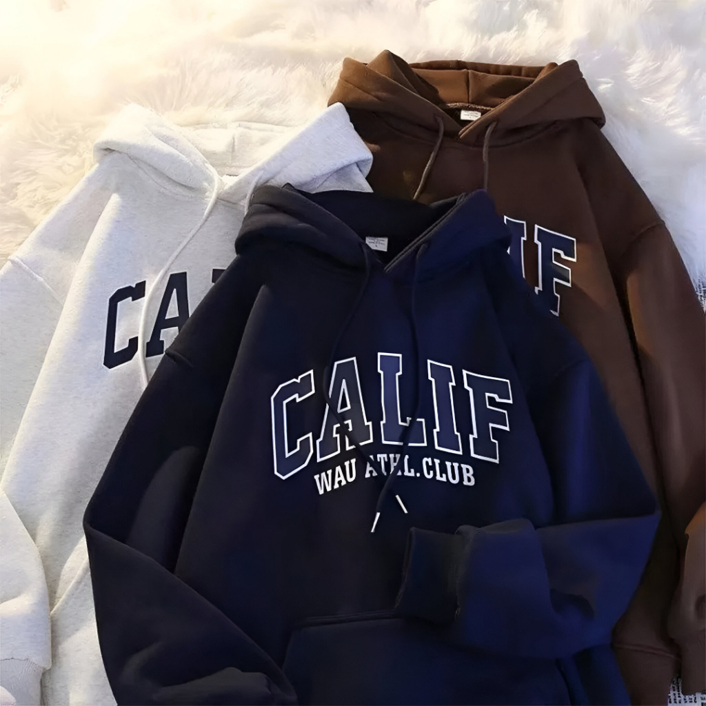 Sweater Hoodie CALIF Jaket Jumper Pria Wanita Bahan Fleece All Size S M L XL 2XL 3XL 4XL 5XL
