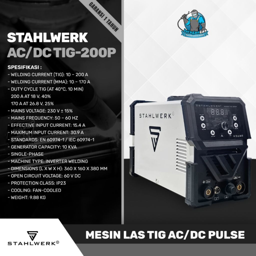 Mesin las AC/ DC TIG / Argon merk Stahlwerk TIG-200PS AC/DC