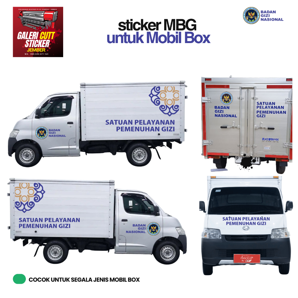 Stiker Mobil Box MBG SPPG BGN Full Body Badan Gizi Nasional Gran max Luxio L-300