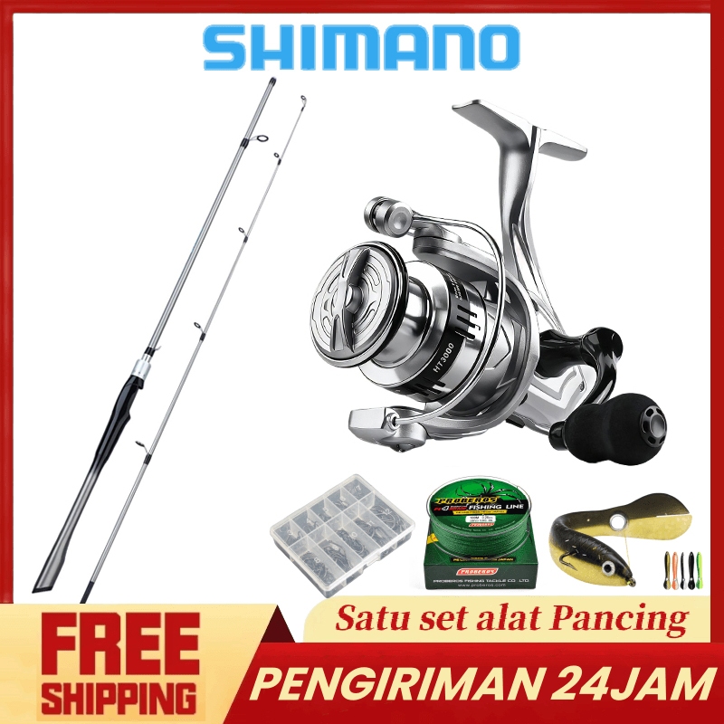 SHIMANO Set Pancing Laut & Air Tawar Joran Karbon Berongga 2 Bagian Tipe M 1.65/1.8/2.1m Dilengkapi 