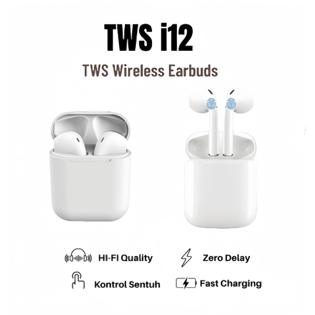 Headset Bluetooth Smart Bluetooth Headset Wireless Headset EARPHONE  i12 TWS Headset Bluetooth