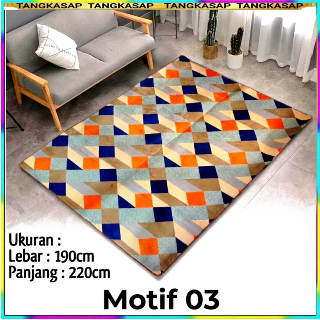 Karpet Busa Malaysia 190 x 220cm Motif Minimalis Elegan Anti Slip | Karpet Ruang tamu - Tangkasap