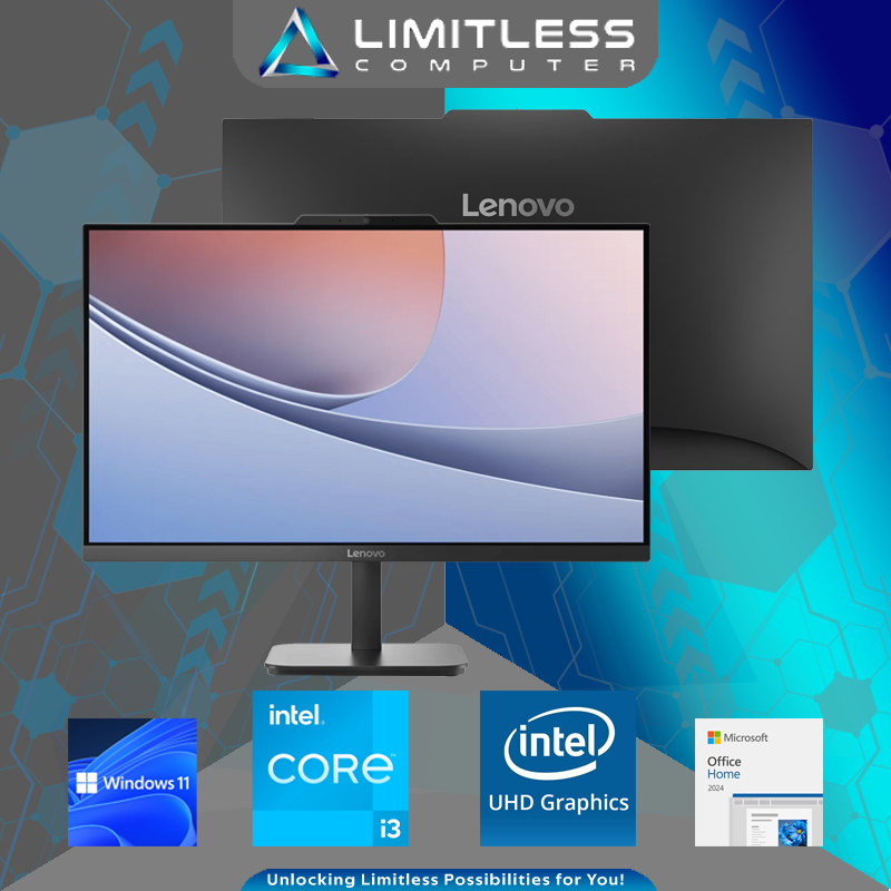 Lenovo V100 Intel Core i3 N305 8GB 512GB 24" FHD IPS Windows 11 OHM 2024 All in One PC AiO Office